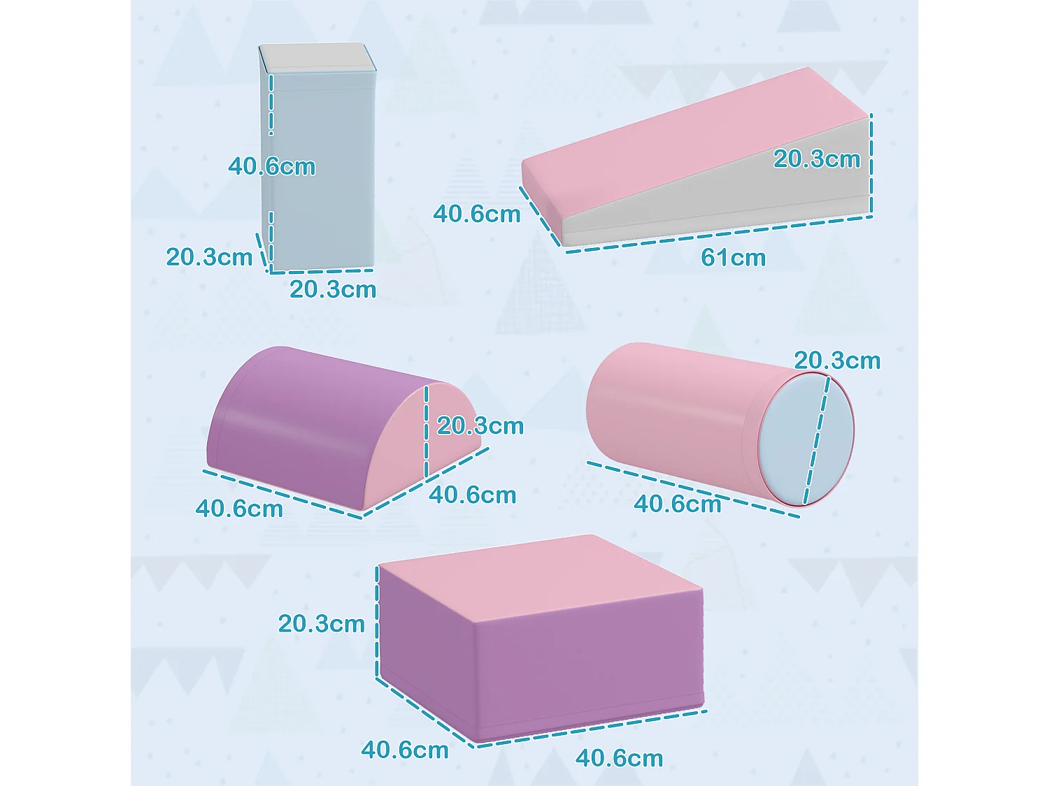 Set costruzioni morbide per bambini con 5 blocchi multicolore