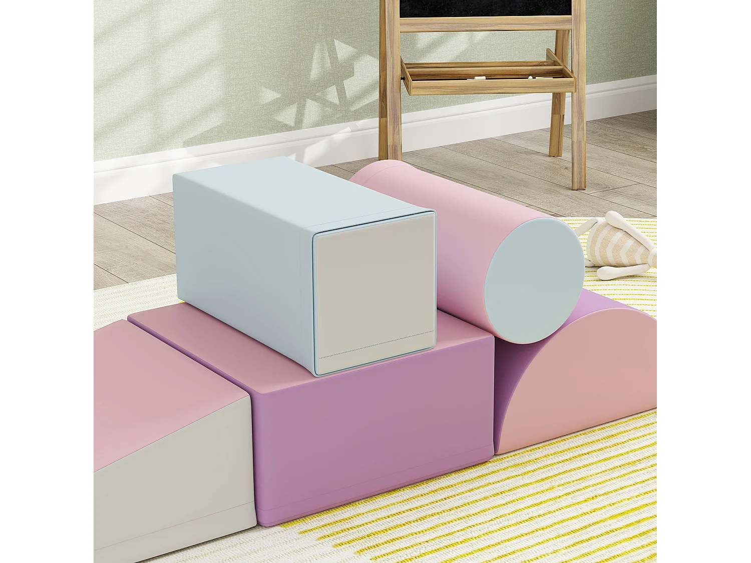 Set costruzioni morbide per bambini con 5 blocchi multicolore