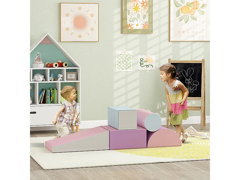 Set costruzioni morbide per bambini con 5 blocchi multicolore