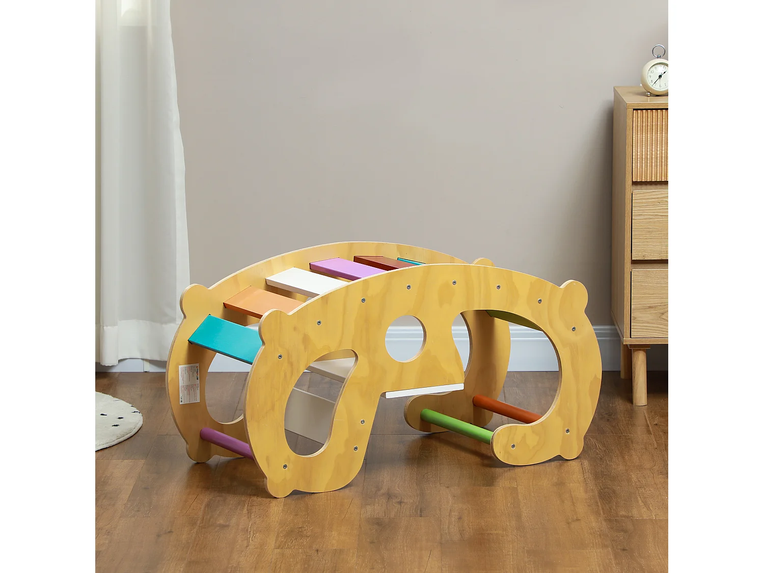 Gioco per bambini 2 in 1 arco montessoriano e sedia a dondolo in legno