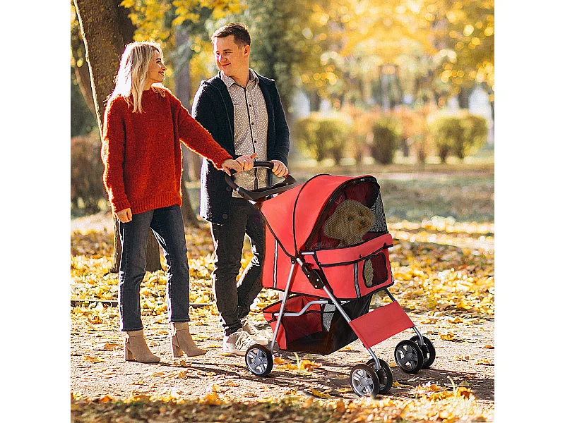 Passeggino per cani pieghevole cestino copertura tessuto oxford rosso
