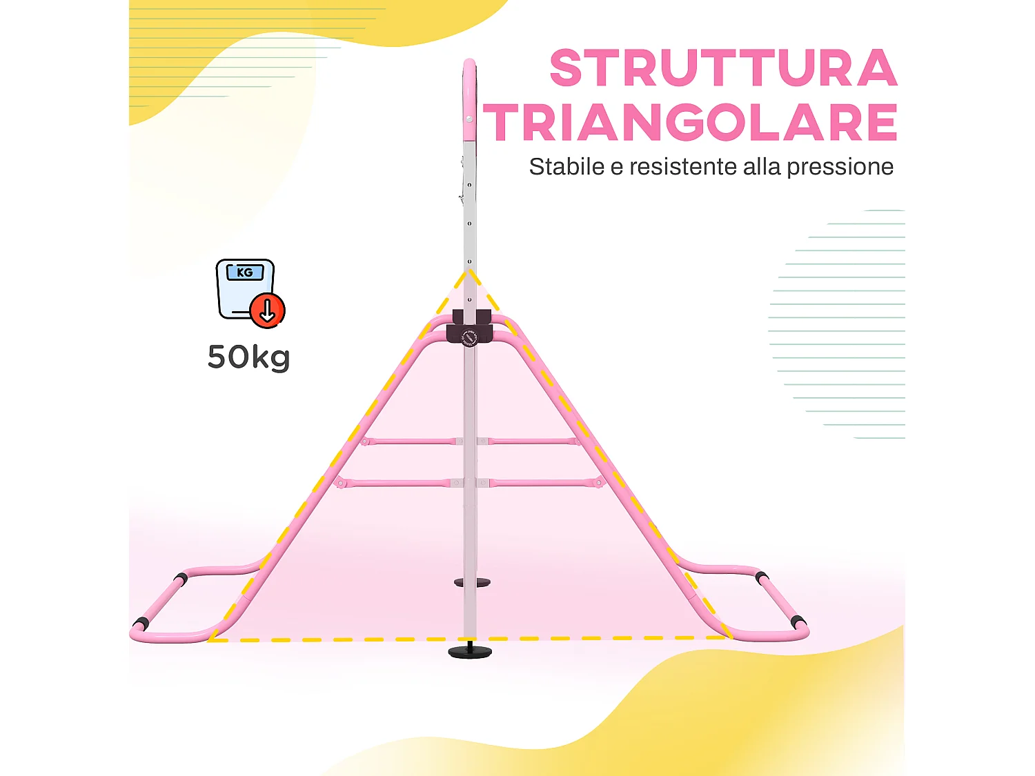 Sbarra ginnastica artistica per bambini 3+ anni in acciaio rosa