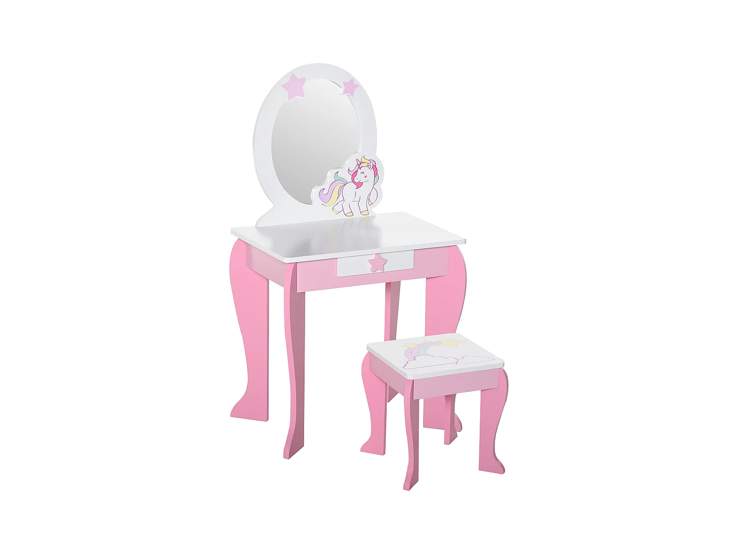 Specchiera giocattolo toeletta per bambine 3-8 anni legno rosa bianco