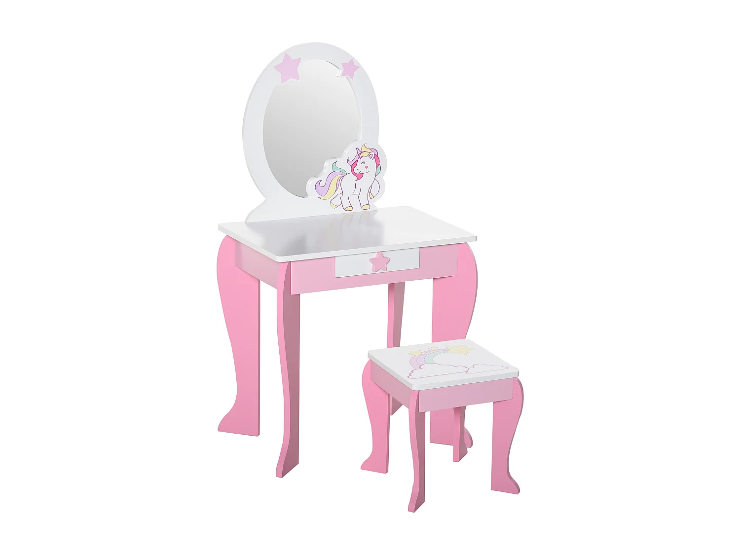 Specchiera giocattolo toeletta per bambine 3-8 anni legno rosa bianco