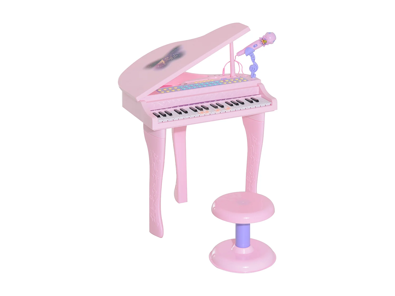 Pianoforte per bambini con 37 tasti microfono sgabello 48x39x69cm rosa