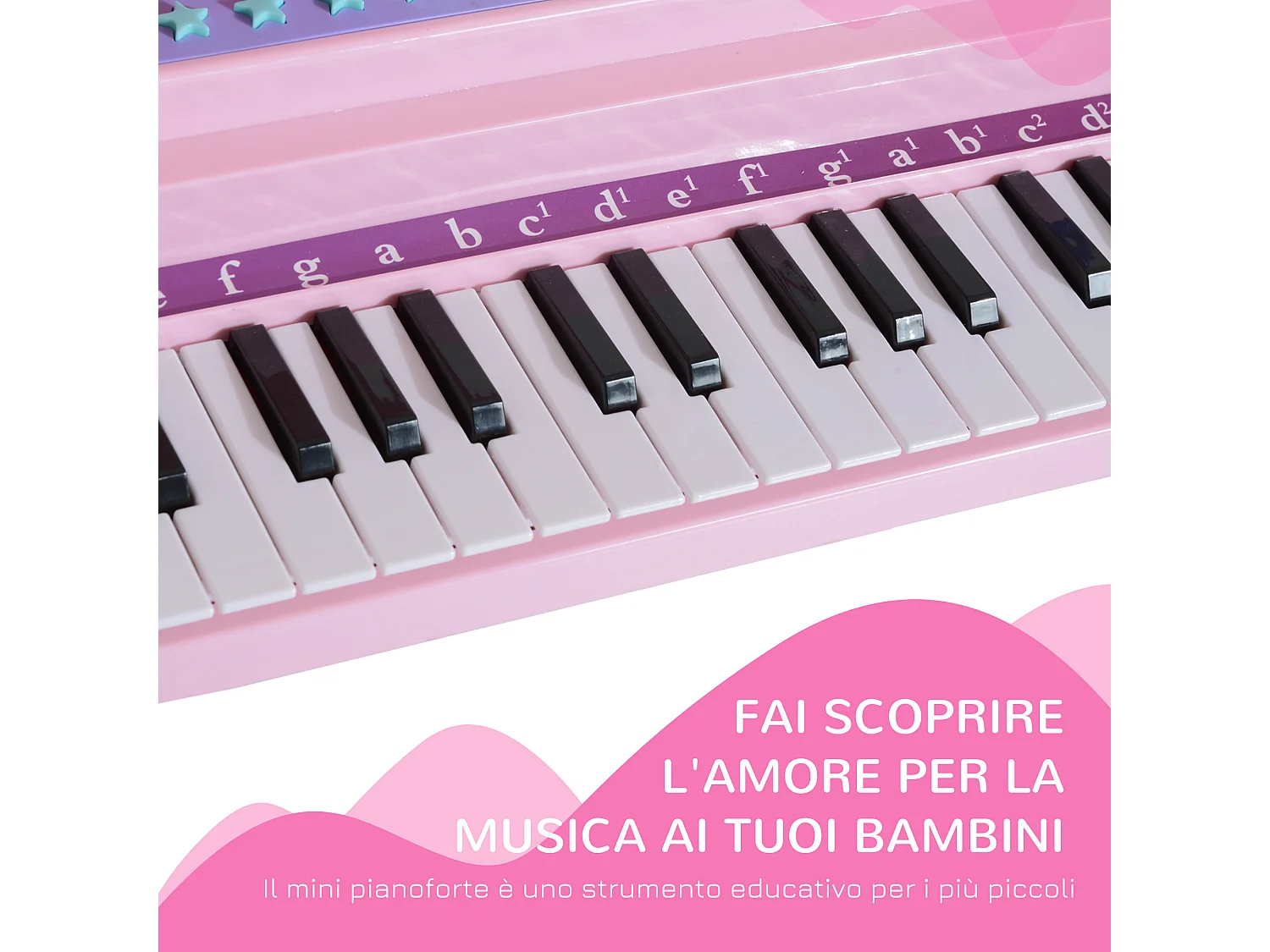 Pianoforte per bambini con 37 tasti microfono sgabello 48x39x69cm rosa
