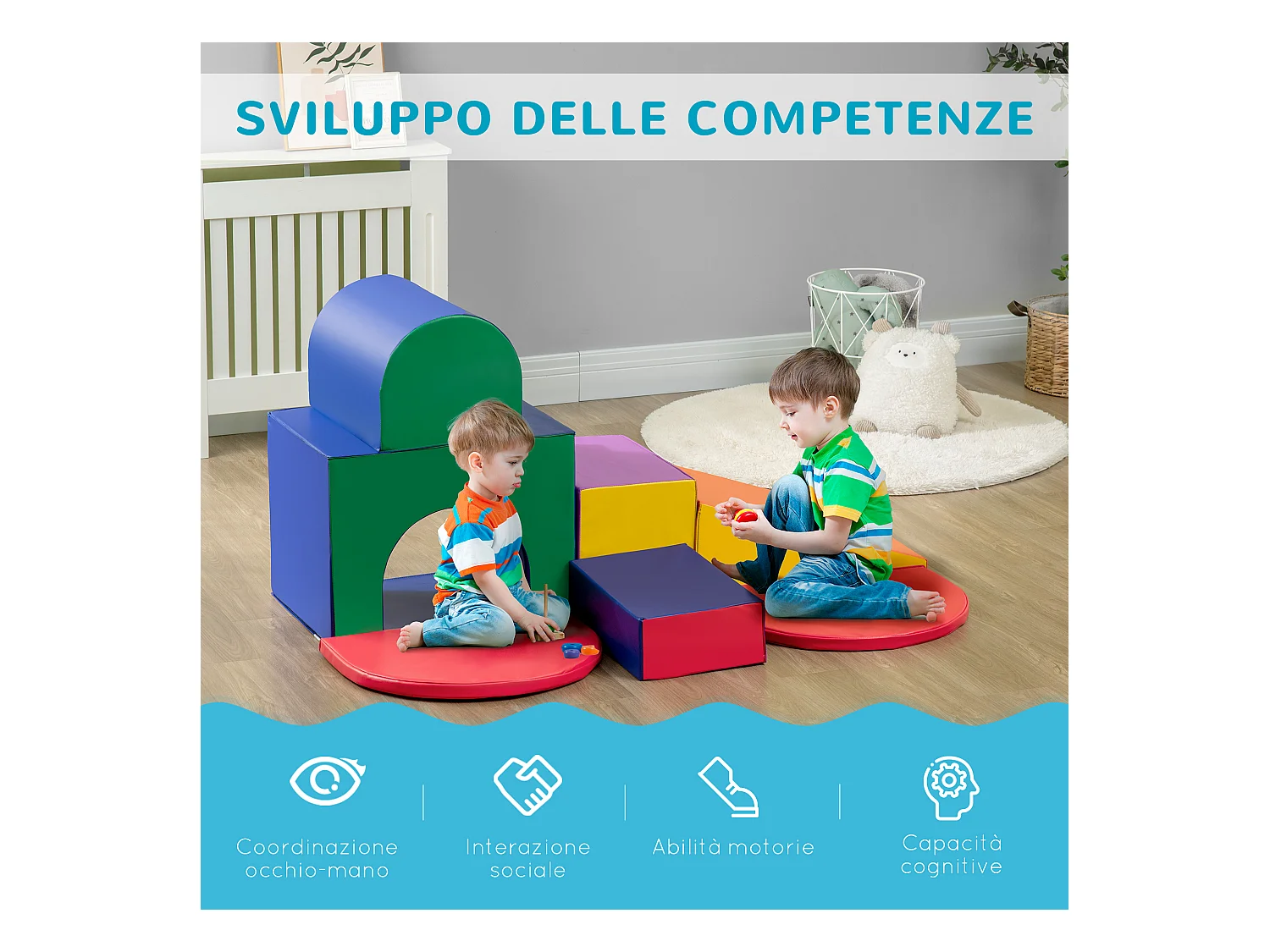 Set da gioco per bambini 12-36 mesi da 7 blocchi in pu epe multicolore