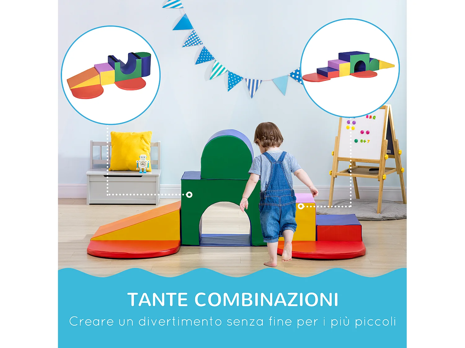 Set da gioco per bambini 12-36 mesi da 7 blocchi in pu epe multicolore