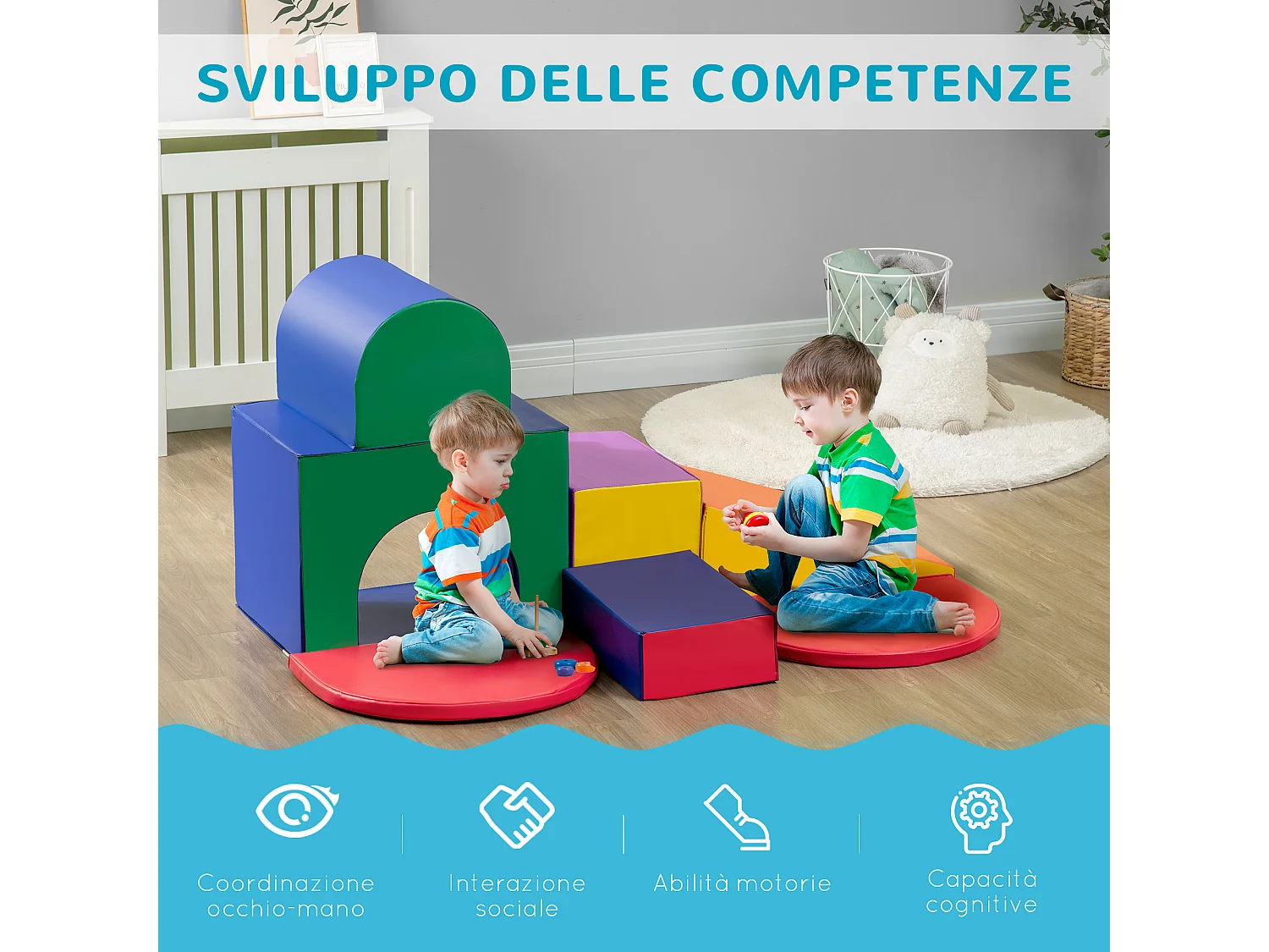 Set da gioco per bambini 12-36 mesi da 7 blocchi in pu epe multicolore