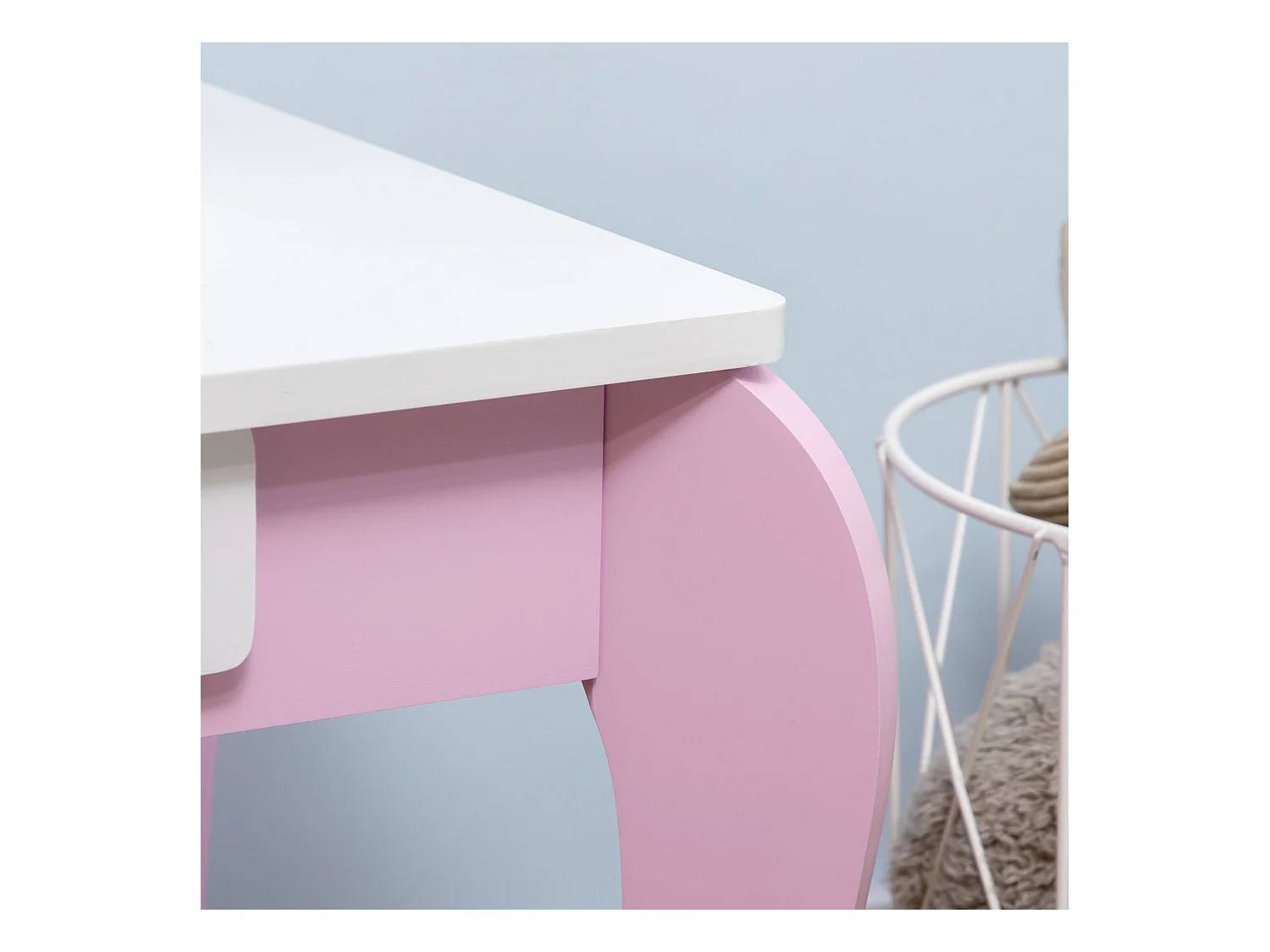 Set toeletta trucco per bambini 3-6 anni con sgabello e specchi rosa