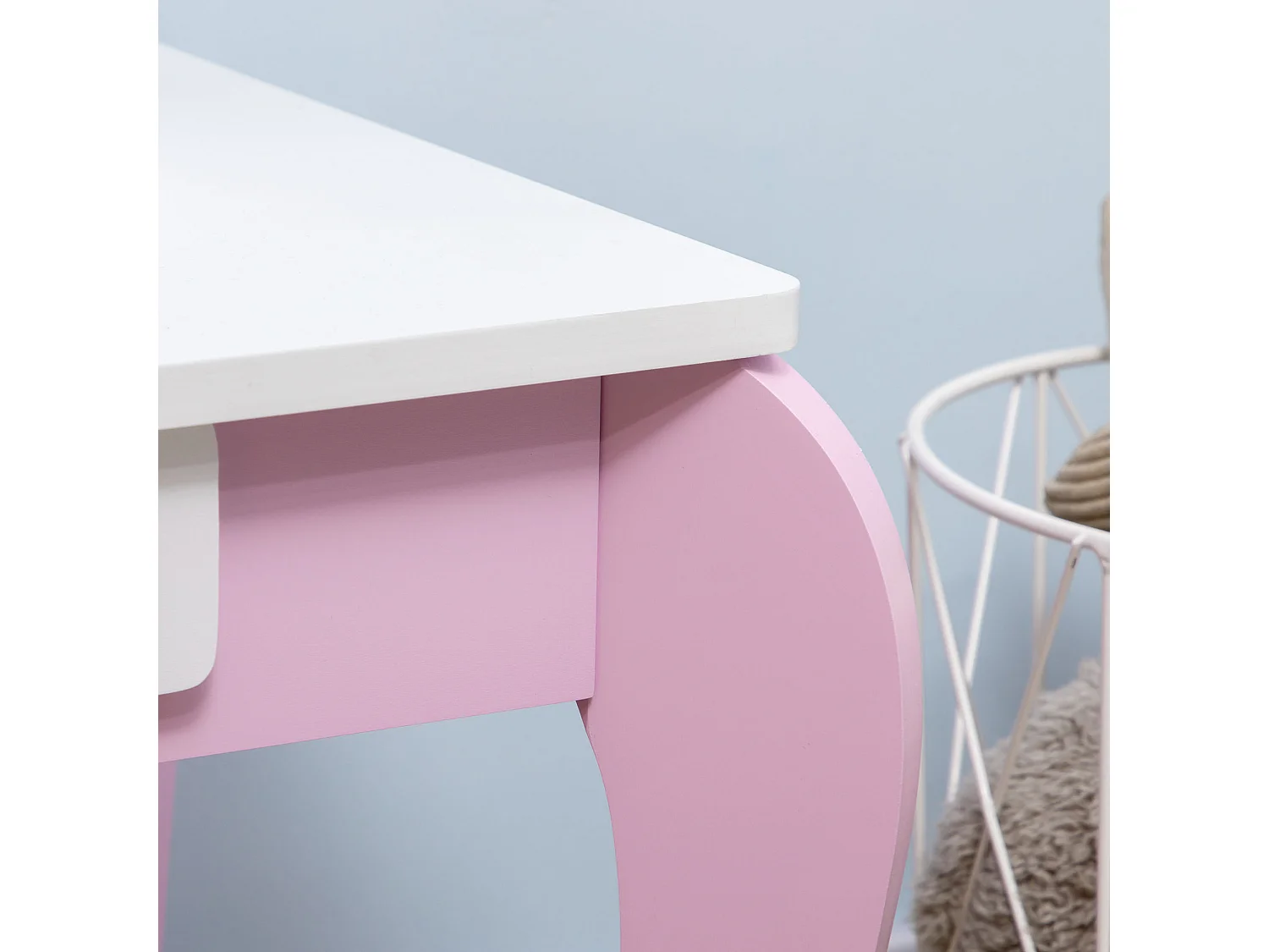 Set toeletta trucco per bambini 3-6 anni con sgabello e specchi rosa