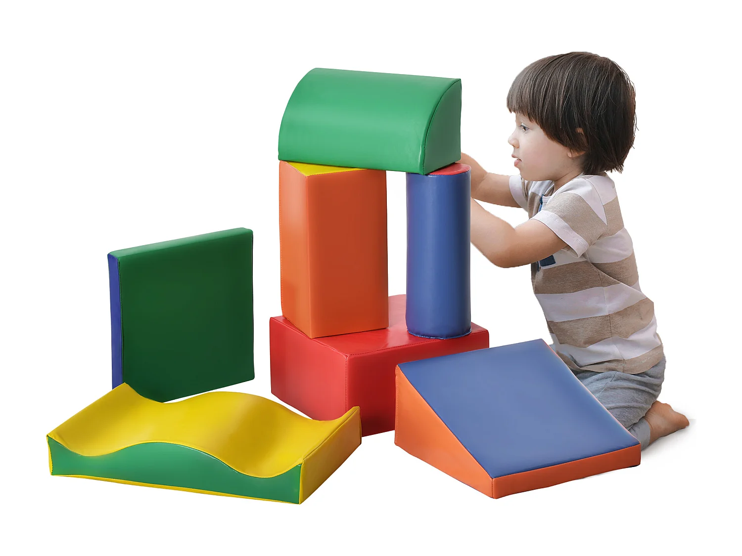 Set 7 blocchi di costruzioni morbide per bambini 1-3 anni multicolore