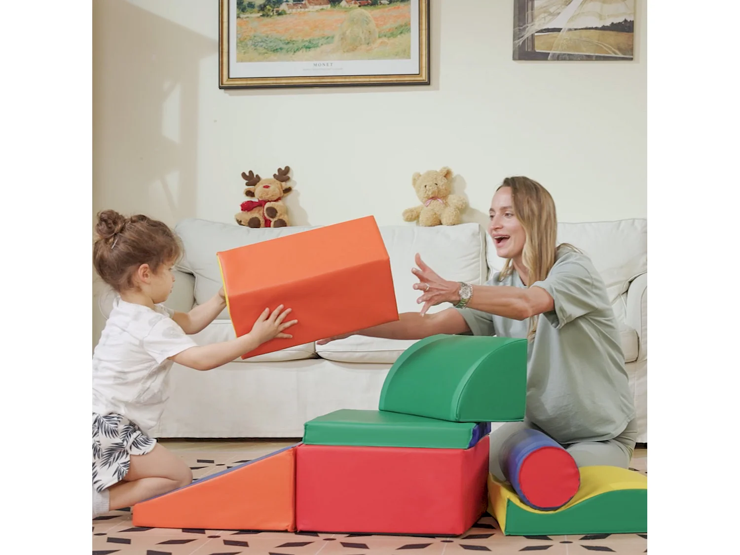 Set 7 blocchi di costruzioni morbide per bambini 1-3 anni multicolore