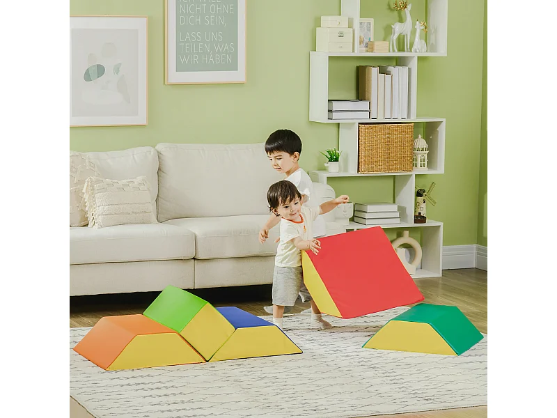 Costruzioni morbide per bambini con 5 blocchi a rettangolo e trapezio