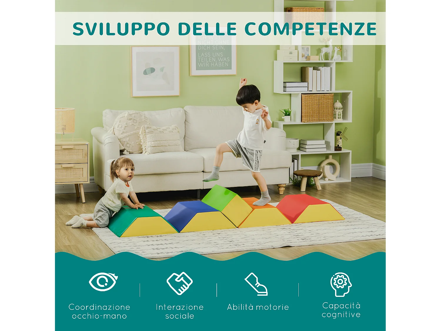 Costruzioni morbide per bambini con 5 blocchi a rettangolo e trapezio