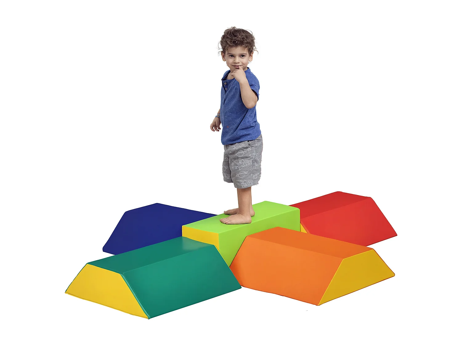 Costruzioni morbide per bambini con 5 blocchi a rettangolo e trapezio