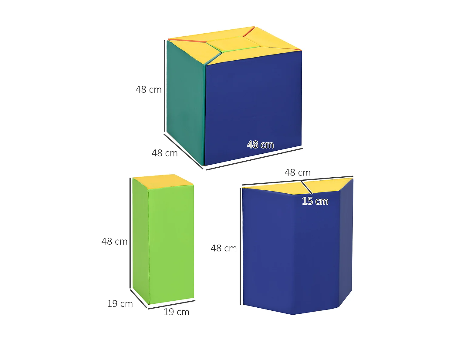 Costruzioni morbide per bambini con 5 blocchi a rettangolo e trapezio