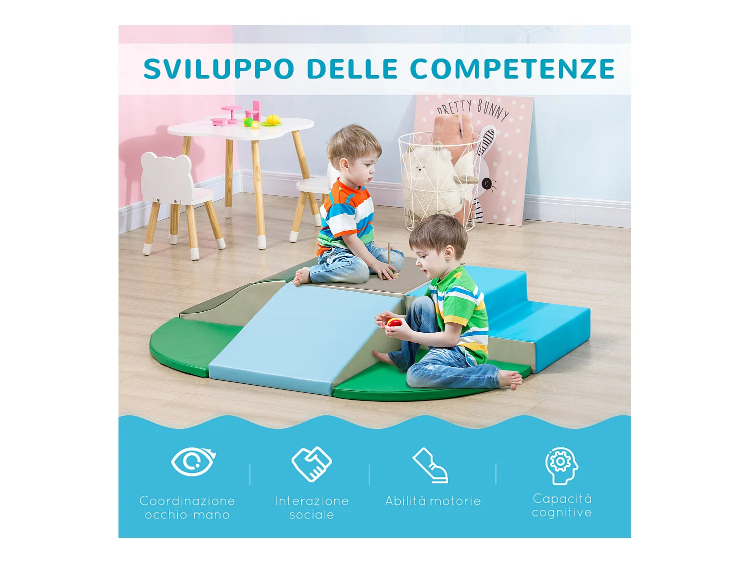 Set costruzioni morbide per bambini 1-3 anni da 6 pezzi multicolore