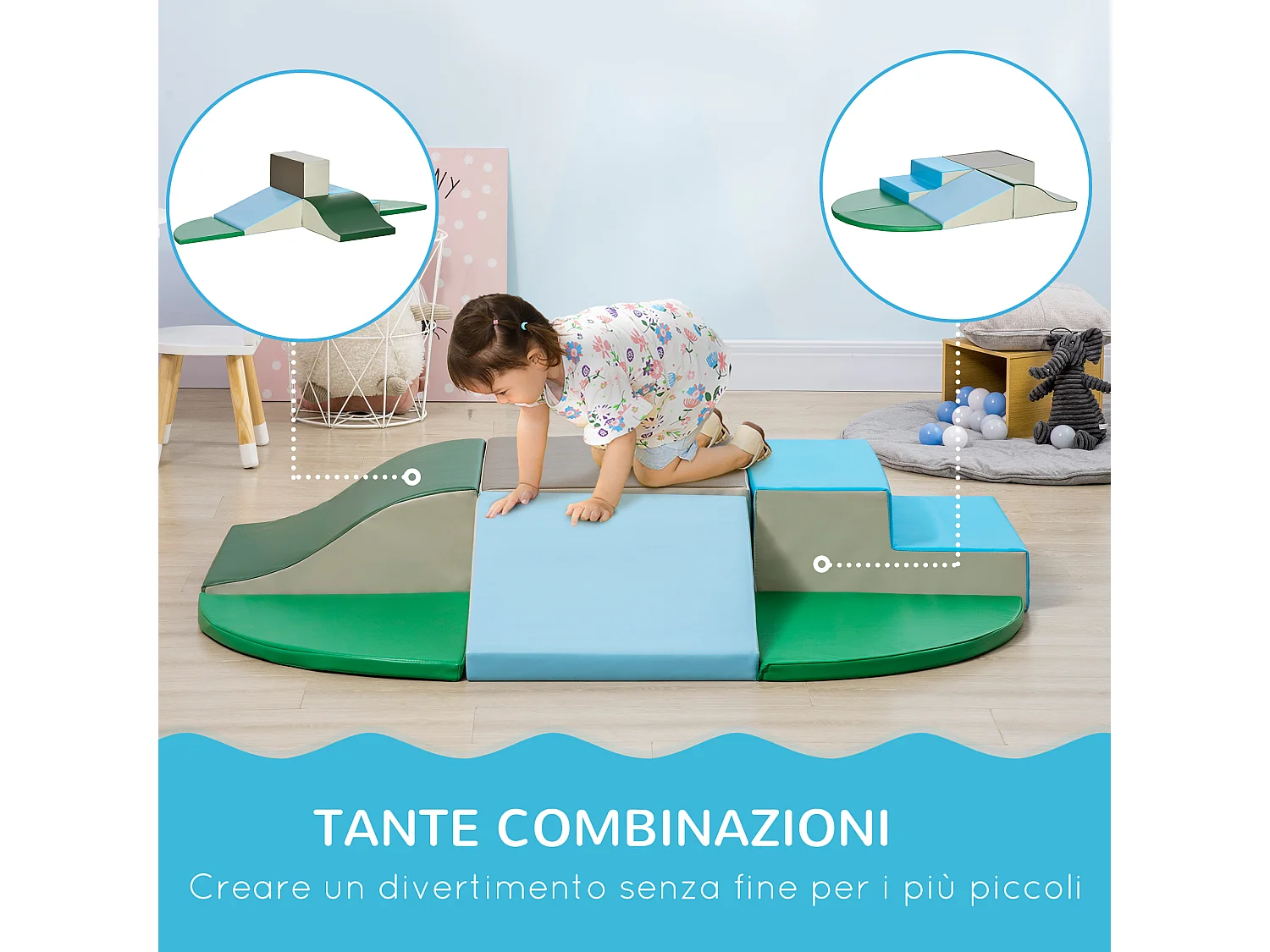 Set costruzioni morbide per bambini 1-3 anni da 6 pezzi multicolore