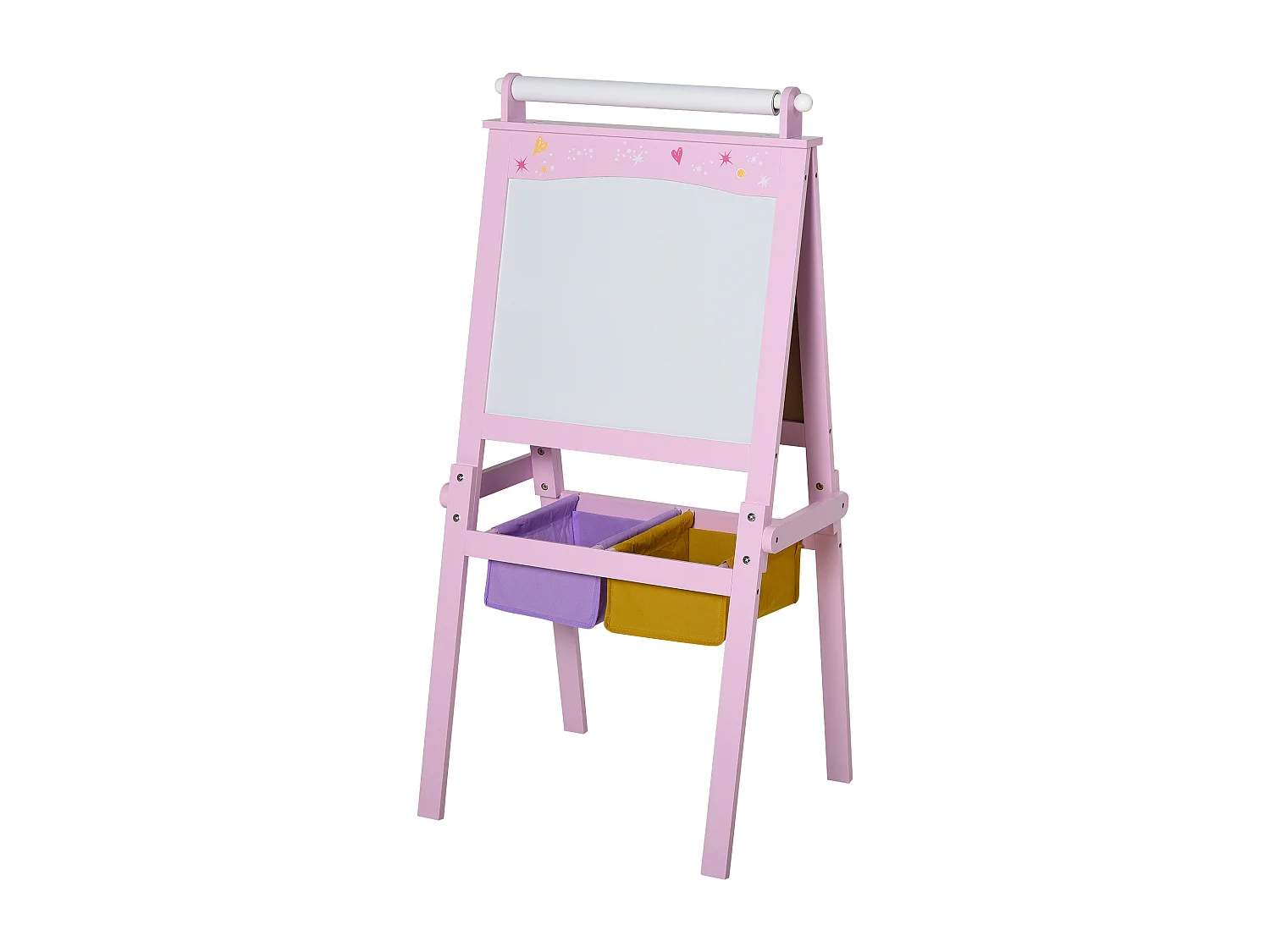 Lavagnetta per bambini in legno rosa con cavalletto 3 in 1 mdf rosa
