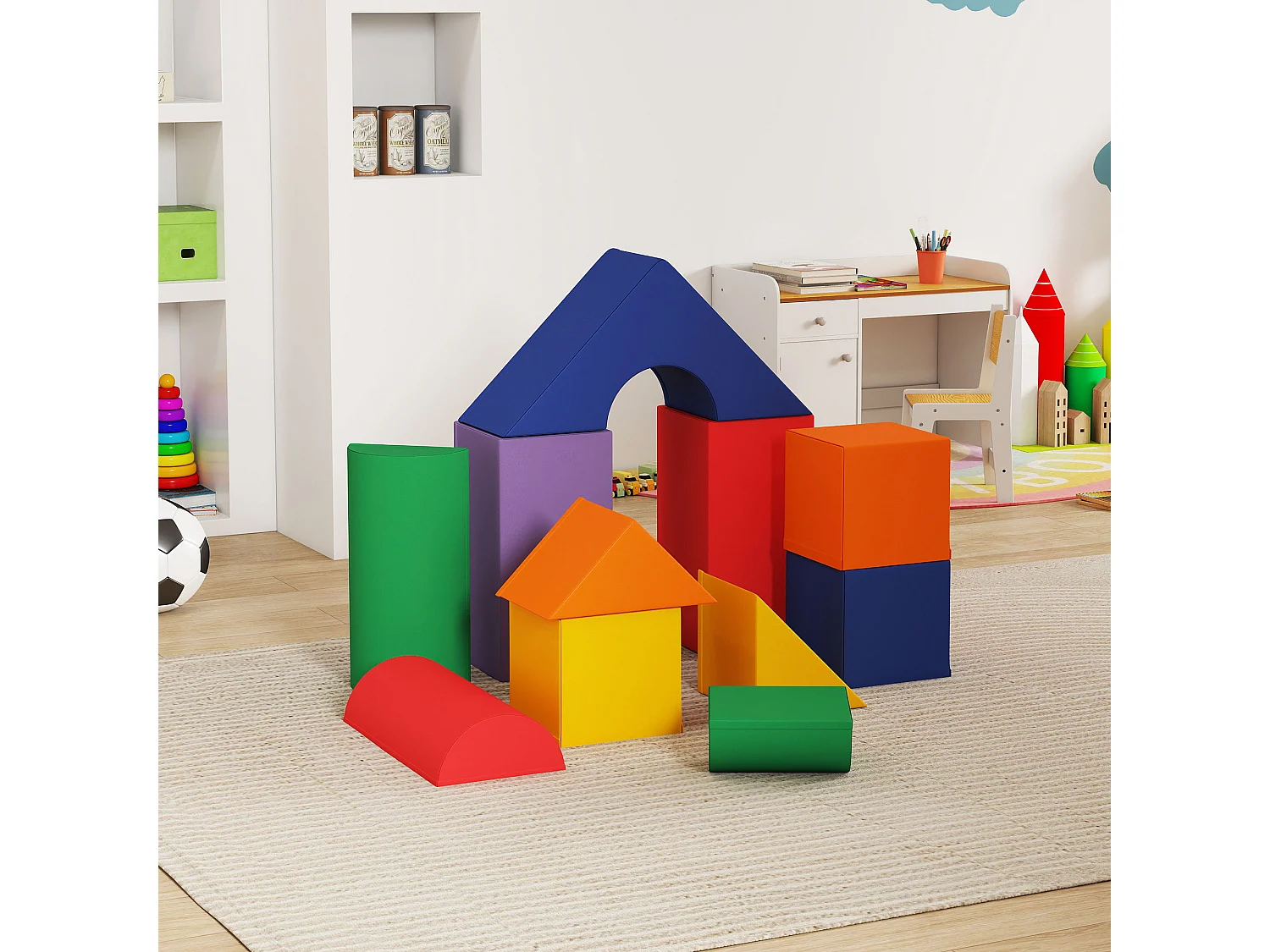 Set costruzioni morbide per bambini 1-3 anni con 11 forme colori vari
