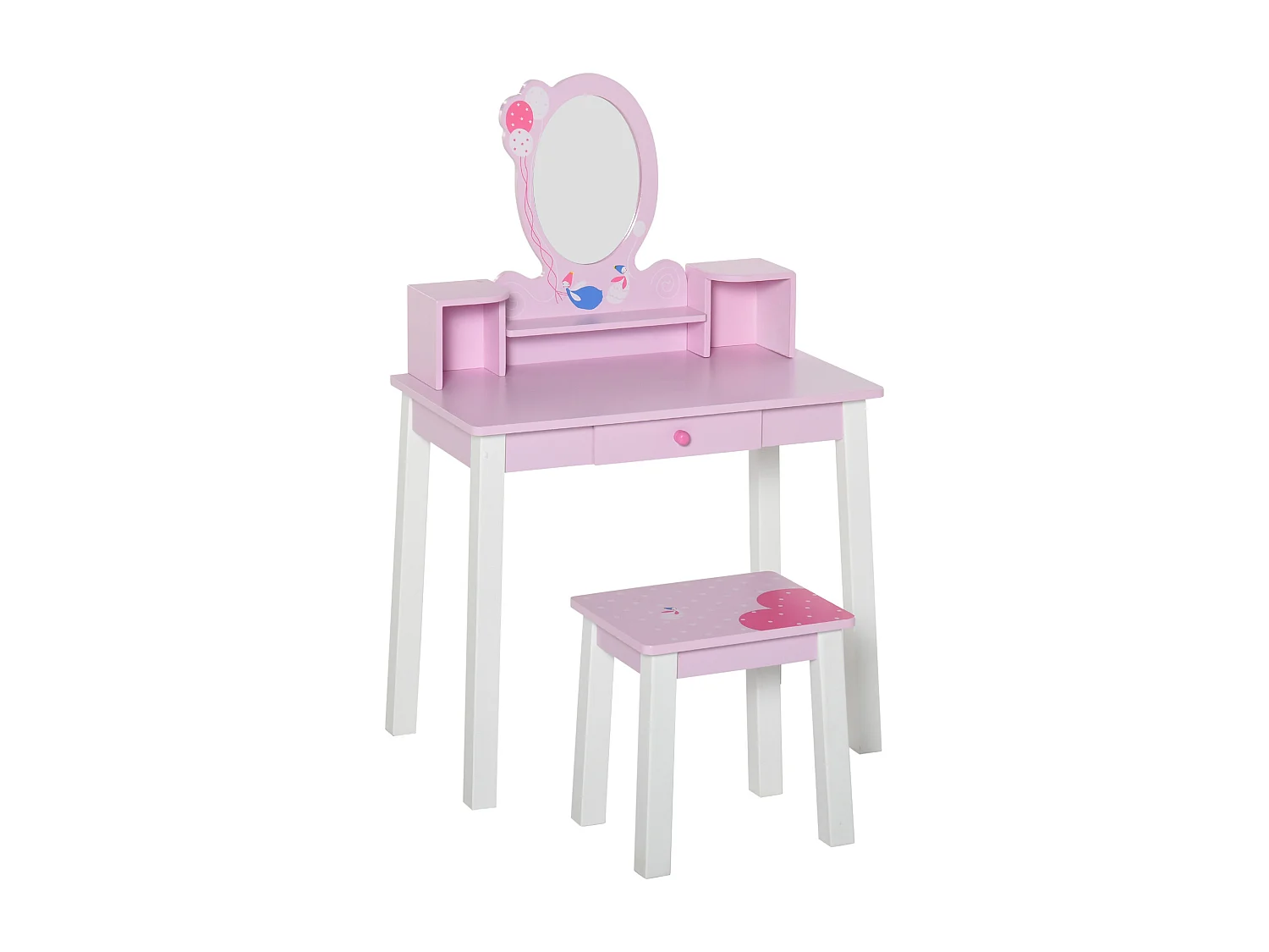 Toeletta per bambine set tavolo da trucco giocattolo in legno rosa