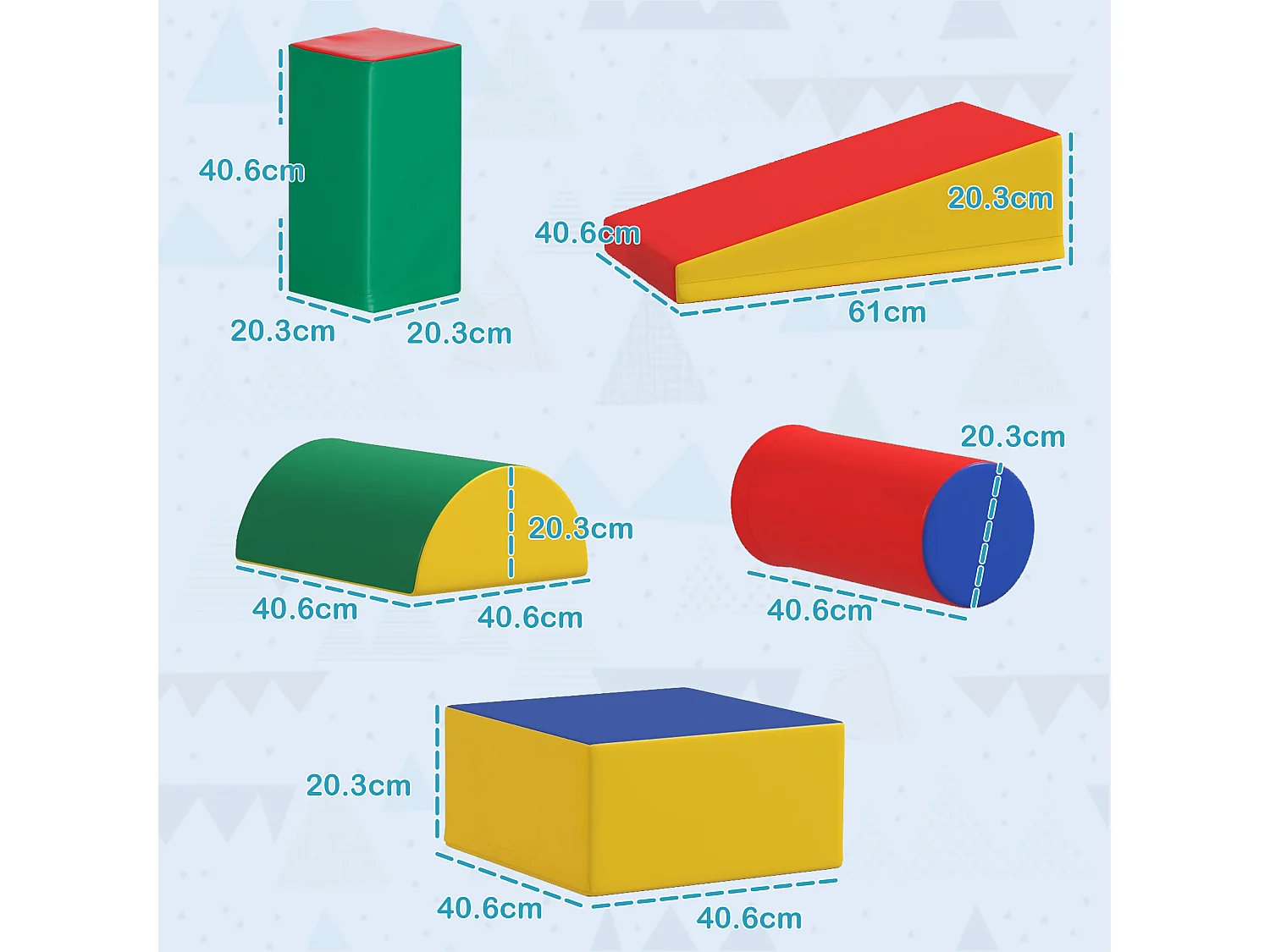 Set costruzioni morbide per bimbi piccoli con 5 blocchi multicolore