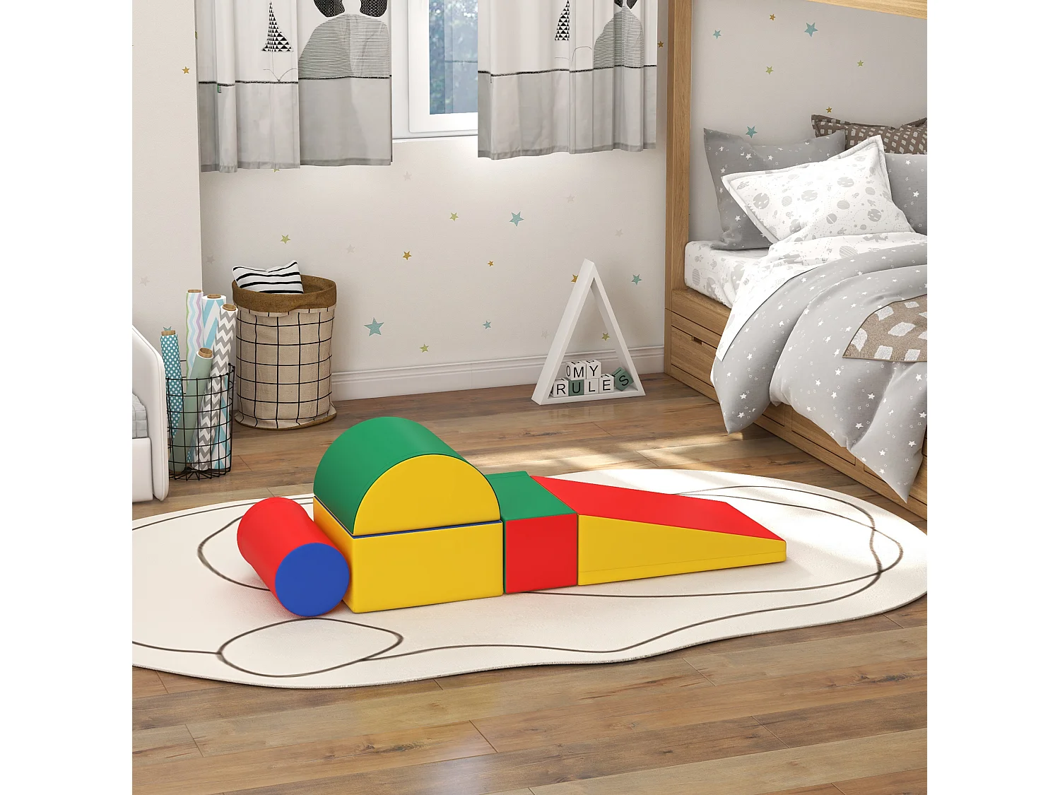 Set costruzioni morbide per bimbi piccoli con 5 blocchi multicolore