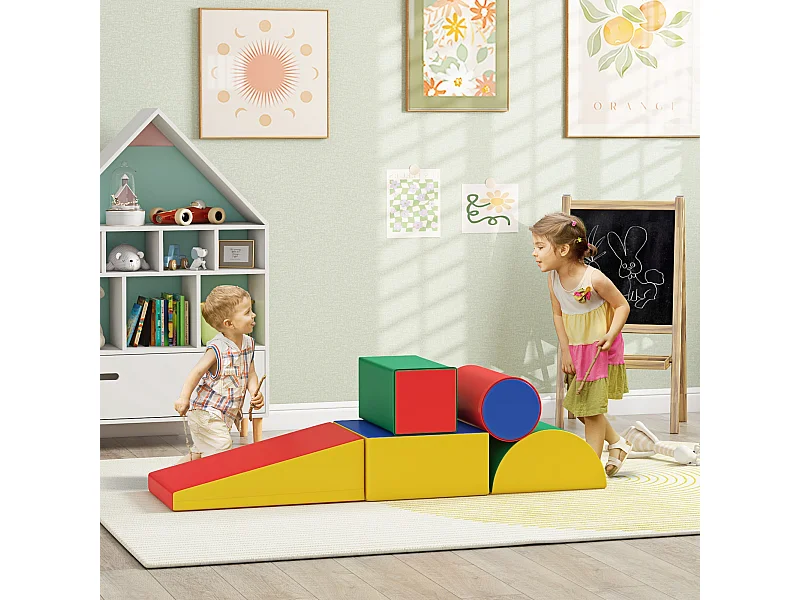 Set costruzioni morbide per bimbi piccoli con 5 blocchi multicolore