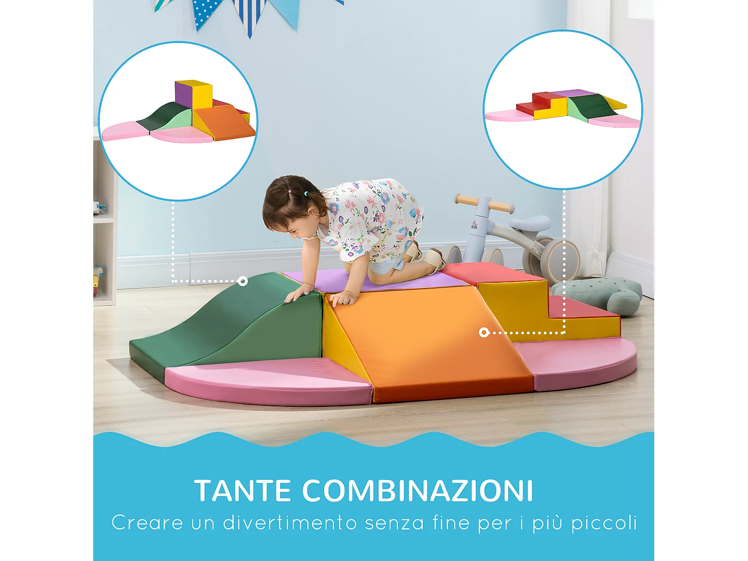 Set di costruzioni morbide per bambini 1-3 anni da 6 pezzi multicolore