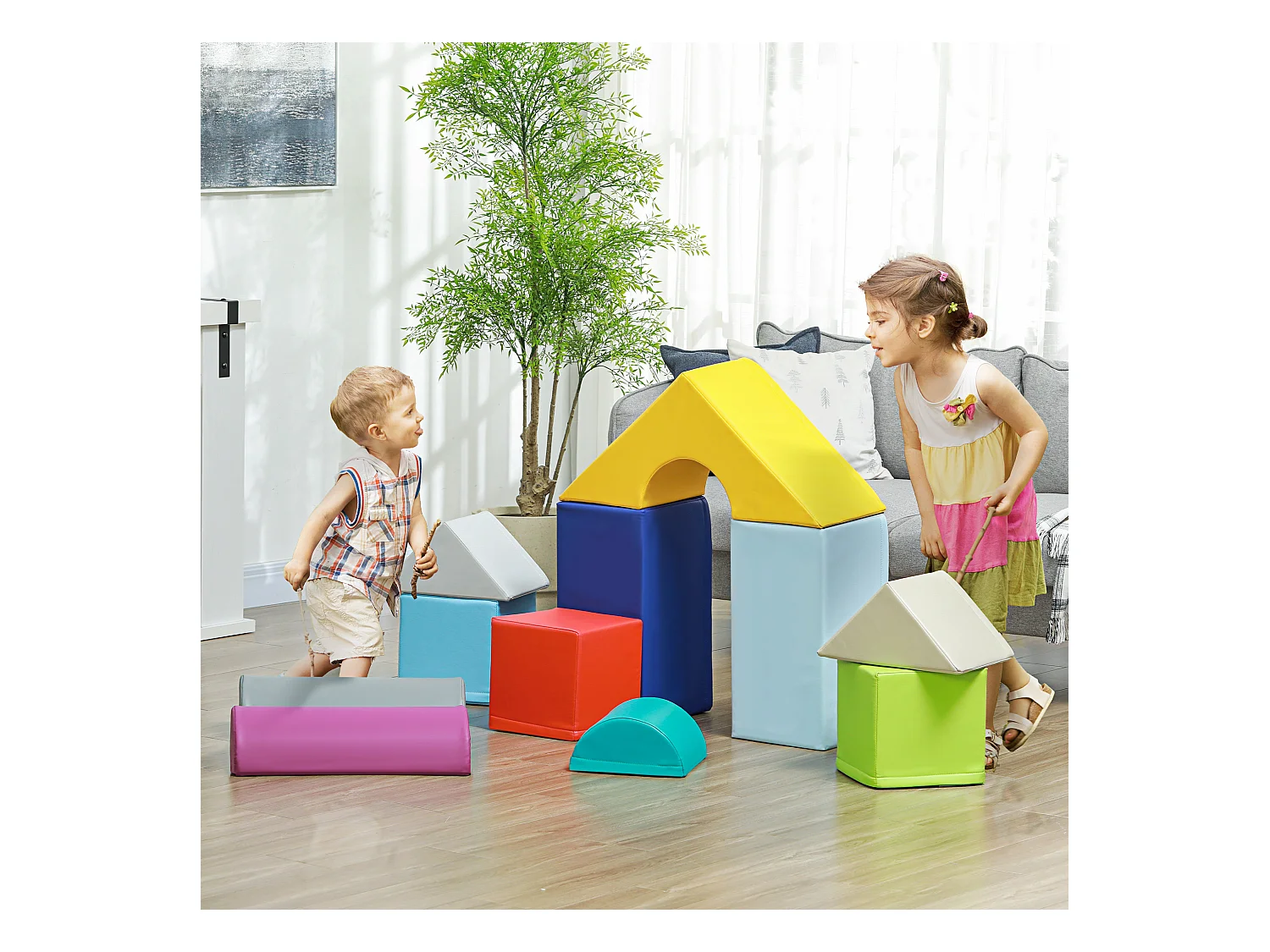 Set costruzioni morbide per bambini 1-3 anni con 11 forme multicolore
