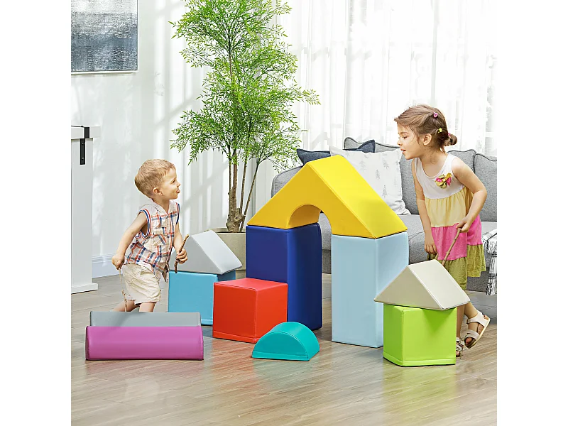 Set costruzioni morbide per bambini 1-3 anni con 11 forme multicolore
