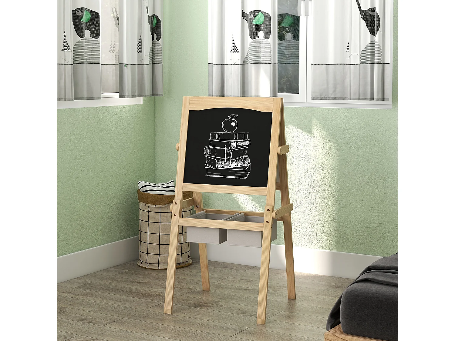 Cavalletto in legno 3in1 con lavagne per bambini 3-6 anni