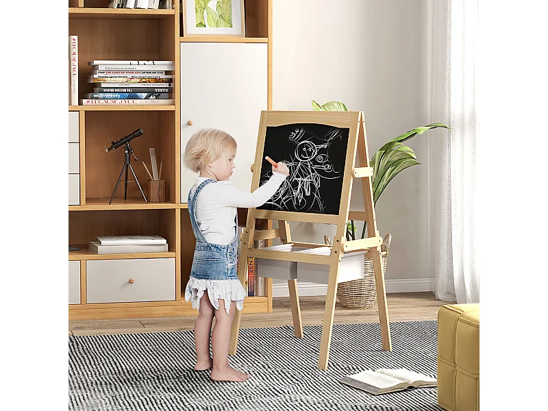 Cavalletto in legno 3in1 con lavagne per bambini 3-6 anni