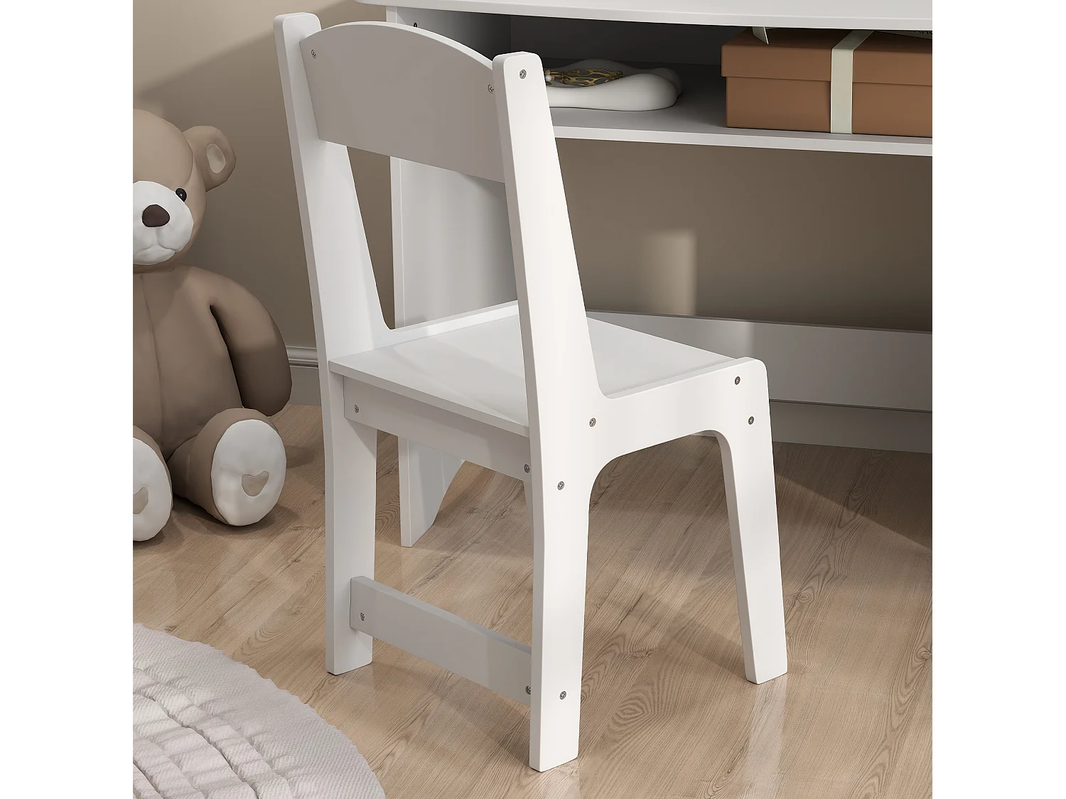 Set da trucco bambine con sedia e tavolo toeletta in legno bianco