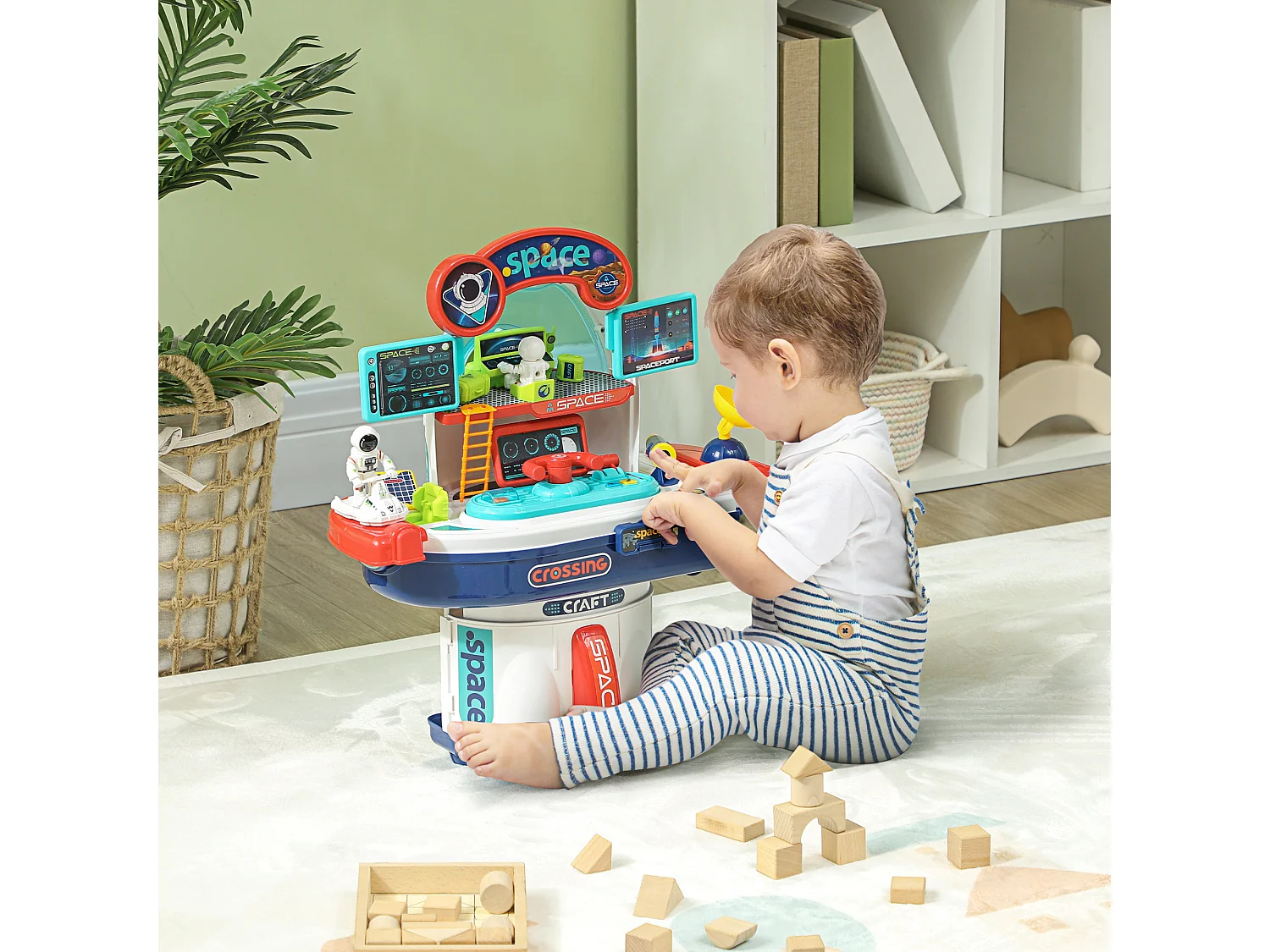 Banco da lavoro giocattolo da 21 pezzi a tema spaziale 45.5x24x52.5 cm