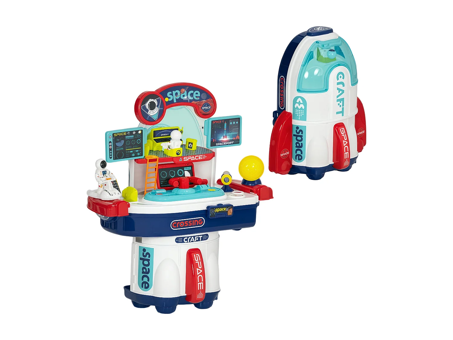 Banco da lavoro giocattolo da 21 pezzi a tema spaziale 45.5x24x52.5 cm