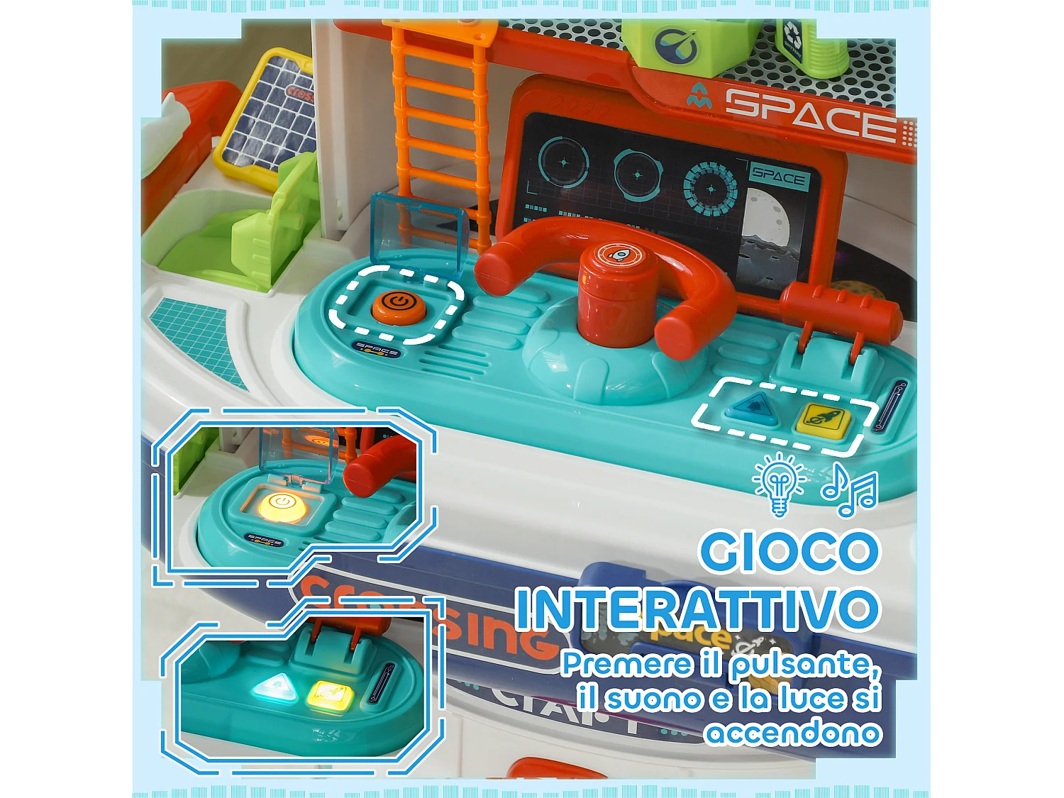 Banco da lavoro giocattolo da 21 pezzi a tema spaziale 45.5x24x52.5 cm