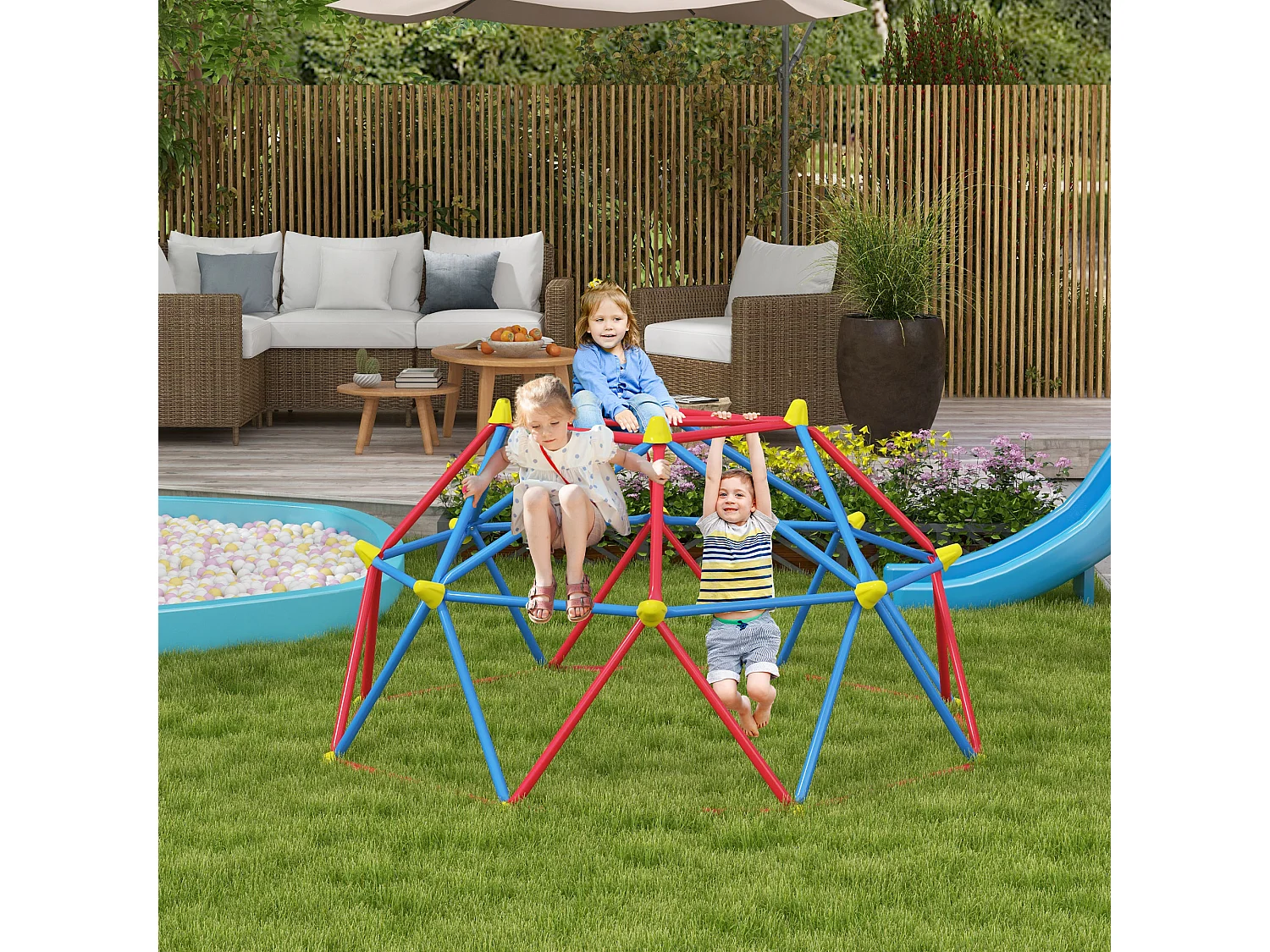 Cupola per arrampicata bambini 3-8 anni in metallo multicolore