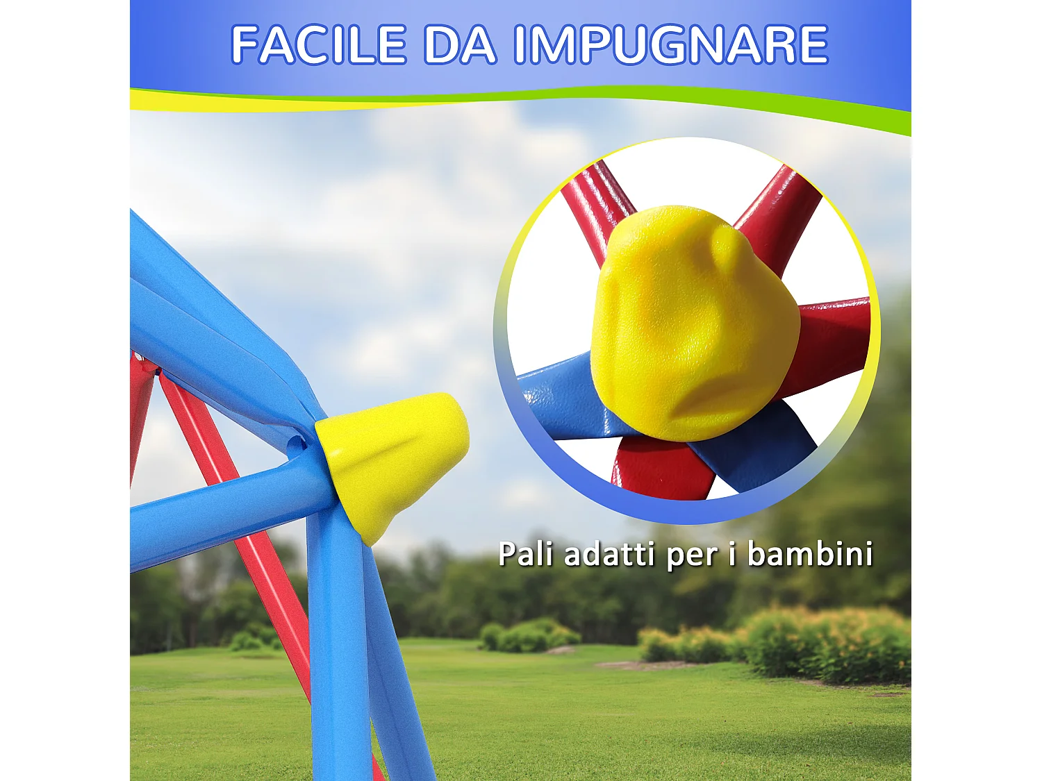 Cupola per arrampicata bambini 3-8 anni in metallo multicolore