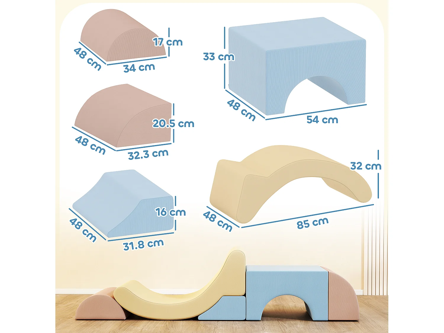 Set 5 costruzioni morbide per bambini 1.5-8 anni multicolore