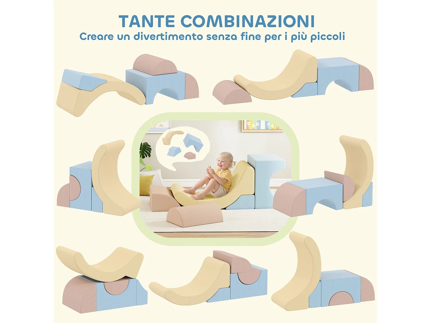 Set 5 costruzioni morbide per bambini 1.5-8 anni multicolore