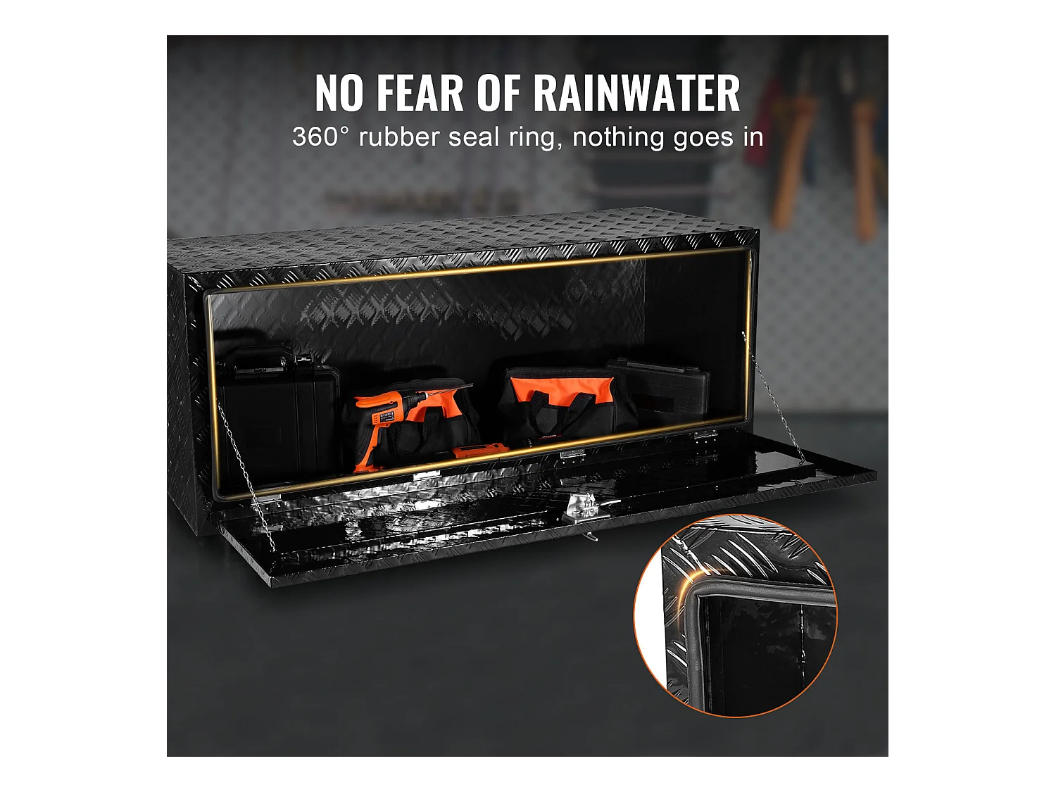 Boîte à Outils SucceBuy Boîte à Outils en Aluminium 152.4 x 60.96 x 60.96 cm pour Dessous de Caisse de Camion