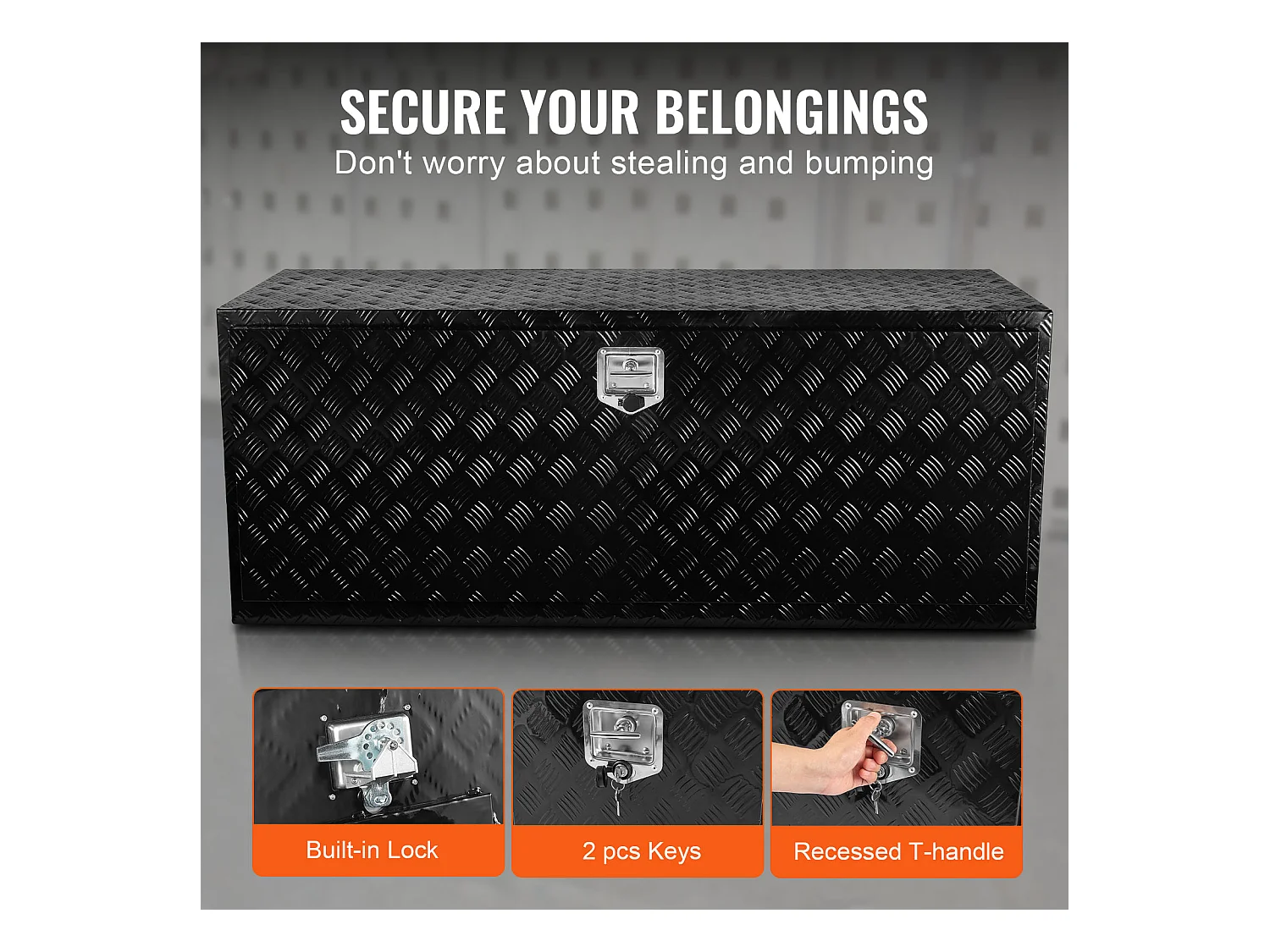 Boîte à Outils SucceBuy Boîte à Outils en Aluminium 152.4 x 60.96 x 60.96 cm pour Dessous de Caisse de Camion