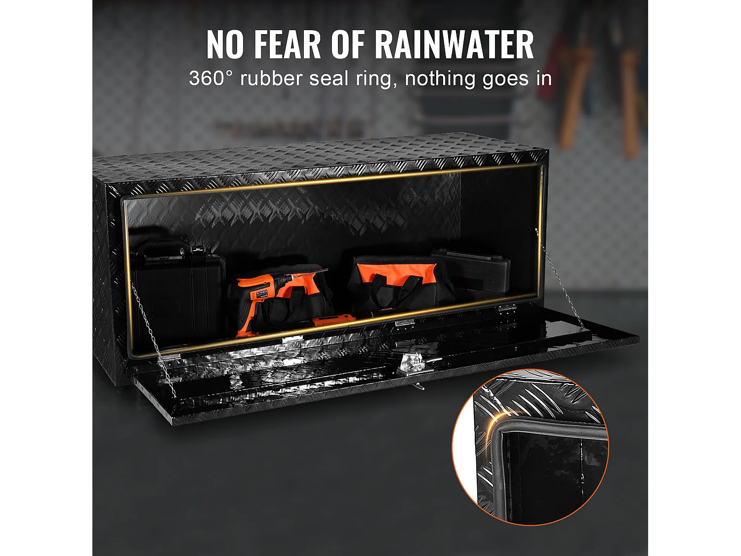 Boîte à Outils SucceBuy Boîte à Outils en Aluminium 152.4 x 60.96 x 60.96 cm pour Dessous de Caisse de Camion