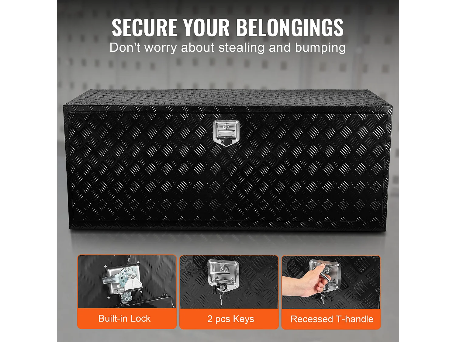 Boîte à Outils SucceBuy Boîte à Outils en Aluminium 152.4 x 60.96 x 60.96 cm pour Dessous de Caisse de Camion