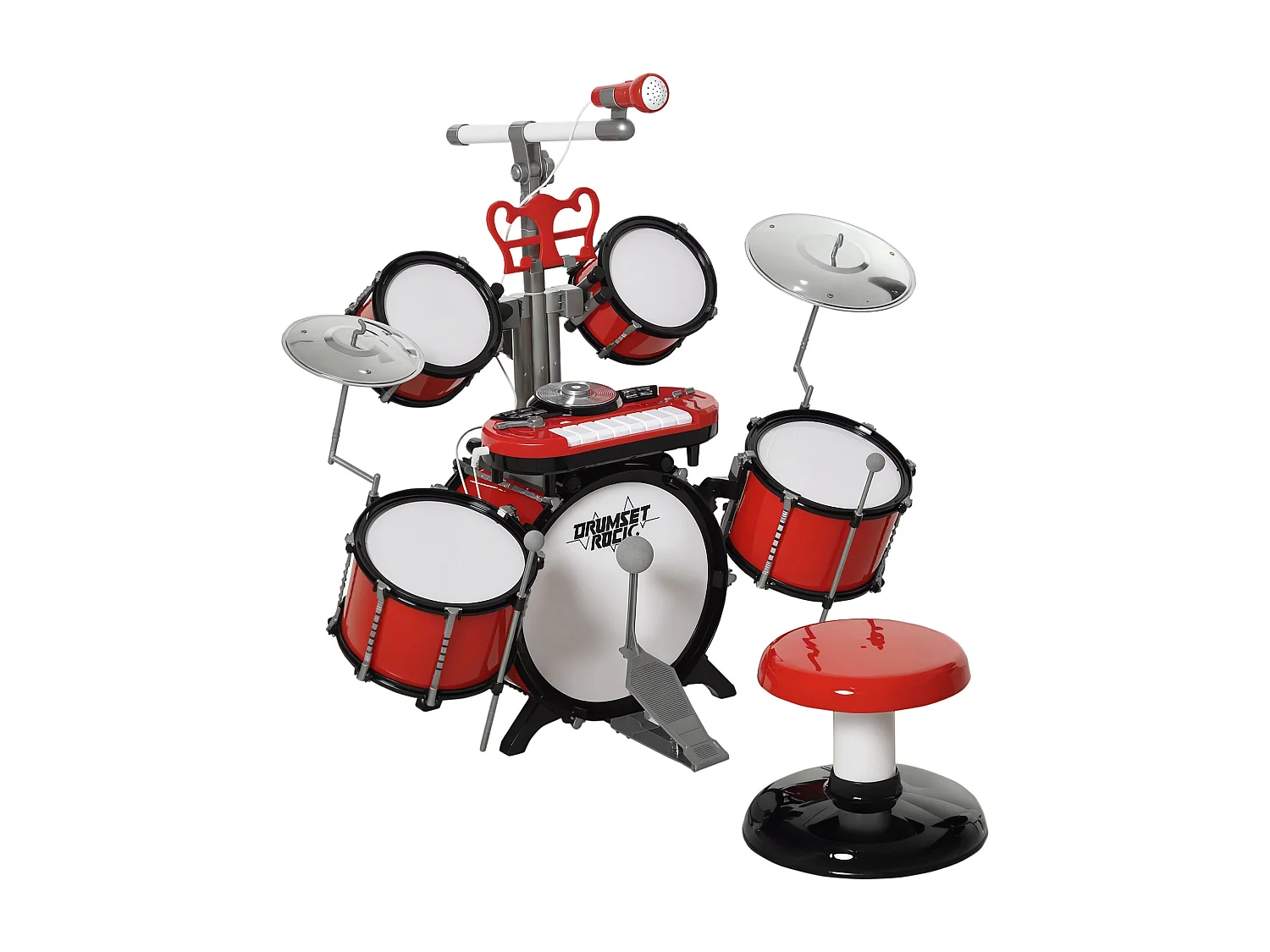 Set batteria per bambini strumenti musicali effetti sonori abs rosso