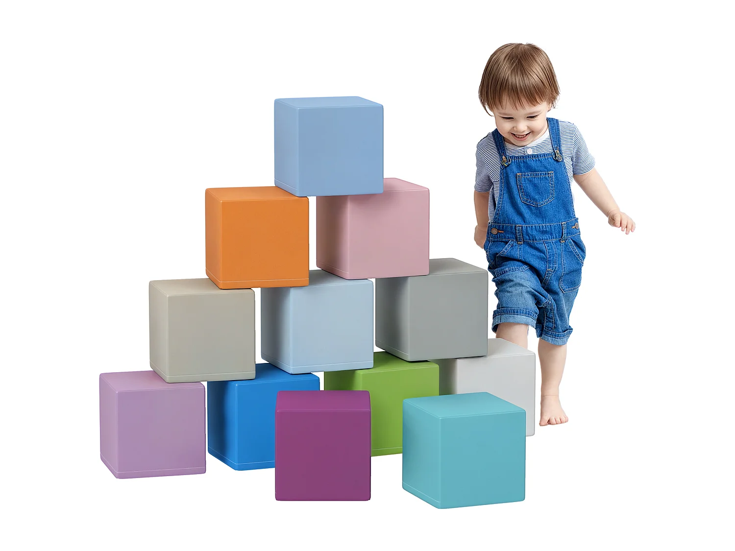 Set 12 cubi giocattolo morbidi per bimbi 12-36 mesi multicolore