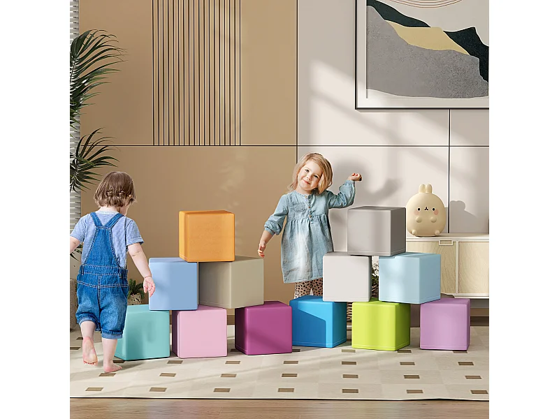 Set 12 cubi giocattolo morbidi per bimbi 12-36 mesi multicolore