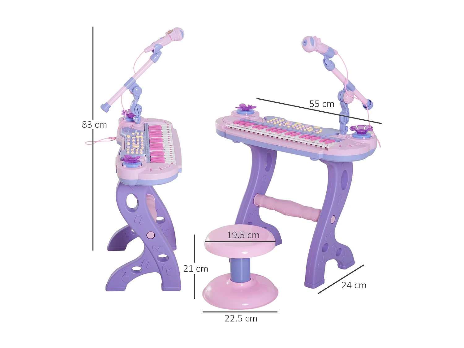 Pianola bimbi 37 tasti microfono sgabello 12 strumenti 12 ritmi